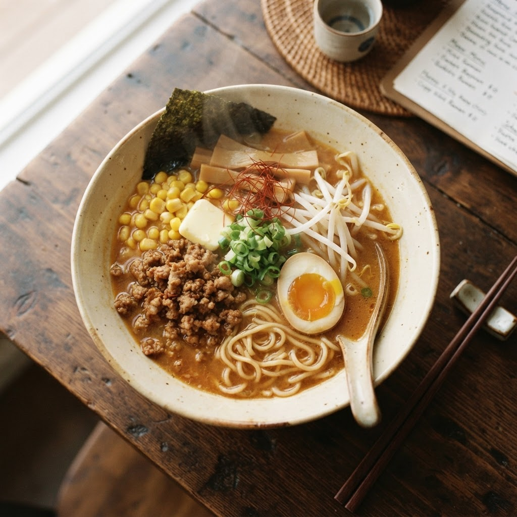 A steaming bowl of Miso Kokoro ramen